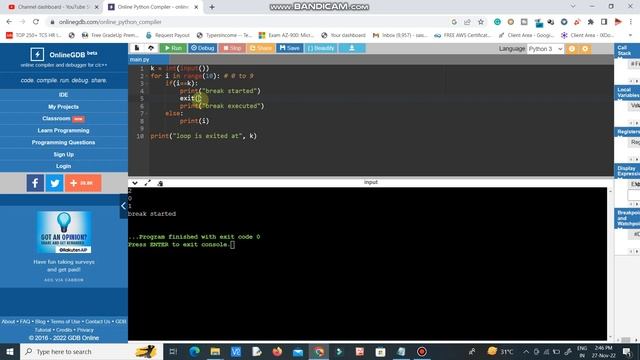Break and Continue, exit in Python in telugu| examples of break and continue exit functions| python смотреть онлайн