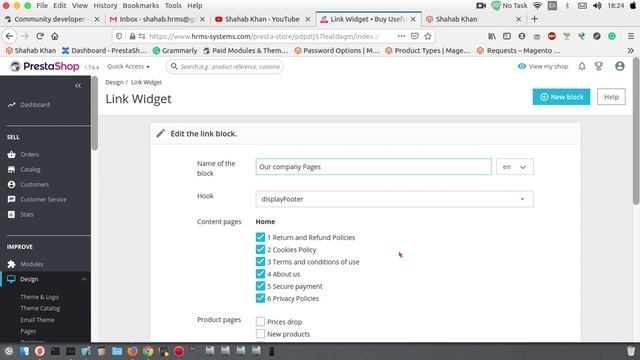PrestaShop how to add cms link or custom link in the footer смотреть онлайн