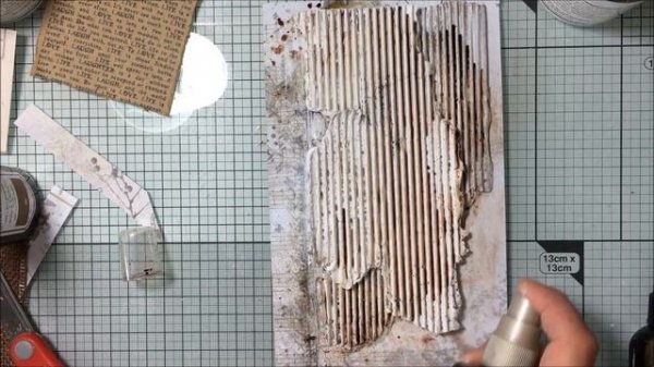 Simple mixmedia layout with vintage Canvas Corp papers