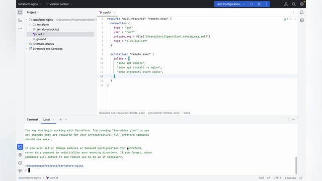 Конфиг на Terraform, для установки nginx на hetzner смотреть онлайн