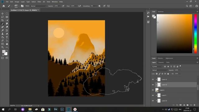 как нарисовать пейзаж в стиле вектор арт смотреть онлайн