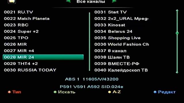 Бесплатные российские спутниковые каналы Спутник ABS 2, позиция 75Е смотреть онлайн