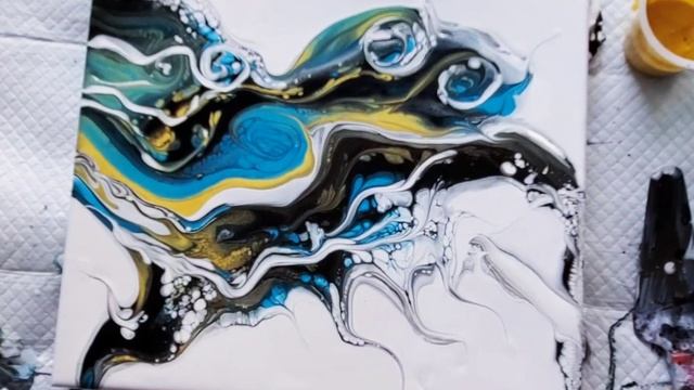 Peacock Fandango. Arteza pearls Art abstract acrylic painting смотреть онлайн