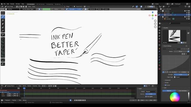 Grease Pencil Blender Brush Settings Beginner Tutorial смотреть онлайн