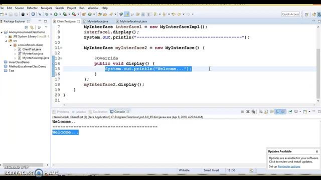 Anonymous inner class example in Java смотреть онлайн