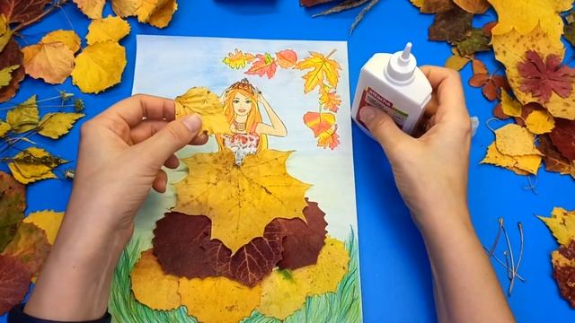 Осенние поделки в школу, детский сад. Аппликация из осенних листьев / DIY Autumn Leaves Applique смотреть онлайн