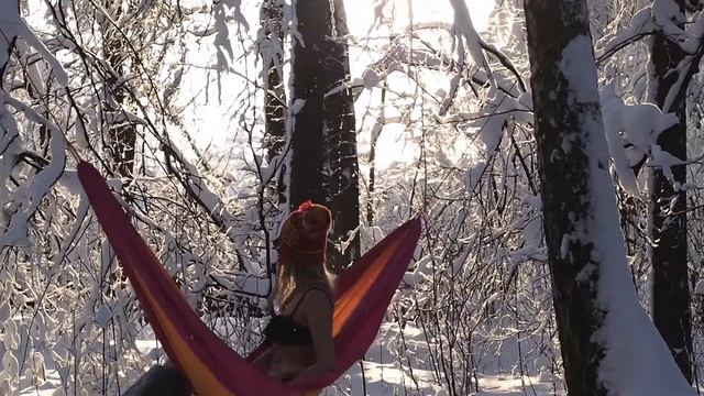 Гамак в зимнем лесу смотреть онлайн