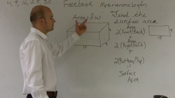 Finding the surface area of a rectangular prism