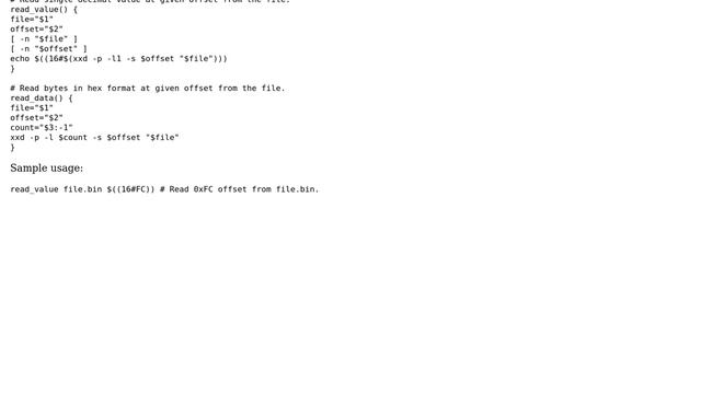 Unix & Linux: Fetching individual bytes from a binary file into a variable with bash смотреть онлайн