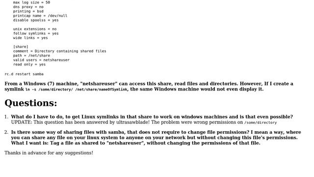Samba Linux shares -- Why won't windows machines display/follow symbolic links? смотреть онлайн