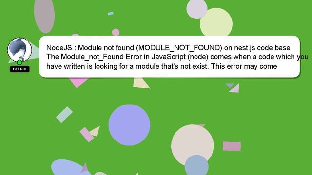 NodeJS : Module not found (MODULE_NOT_FOUND) on nest.js code base смотреть онлайн