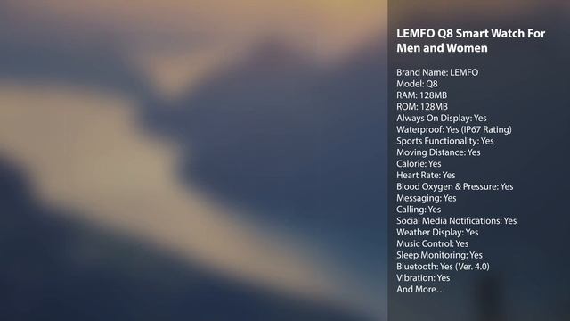 LEMFO Q8 Smart Watch | Sports | Waterproof | Multi functions смотреть онлайн