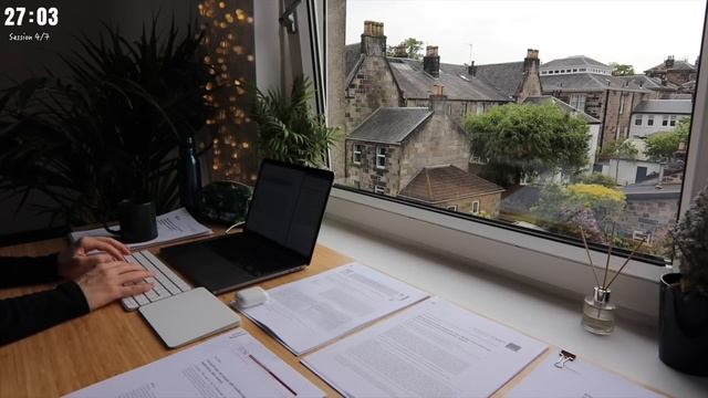 7 HOUR STUDY WITH ME on A RAINY DAY | Background noise, 10-min Break, No music, Study with Merve смотреть онлайн