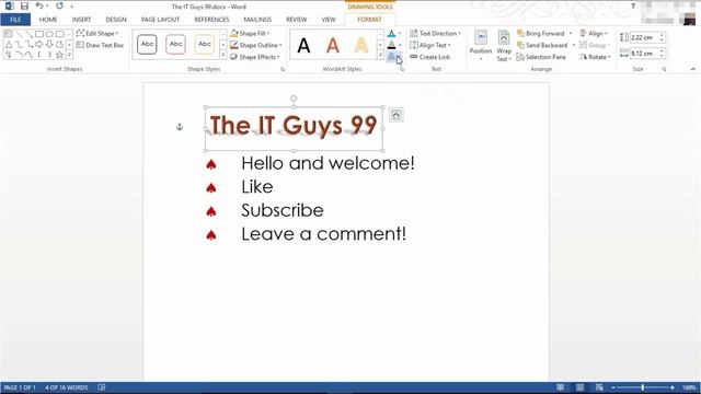 Microsoft Word 2013 - Word Art tutorial смотреть онлайн