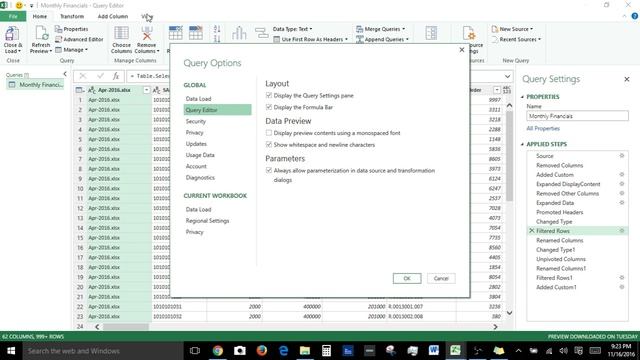 Introduction to Excel Power Query 1 (f), Options and Settings смотреть онлайн