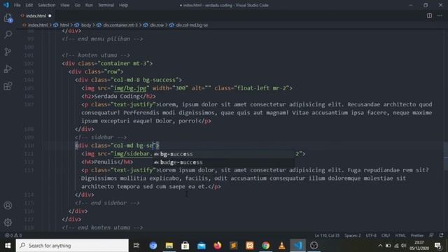 Membuat Konten Utama dan Sidebar menggunakan HTML dan Framework Bootstrap (5) | Serdadu Coding смотреть онлайн