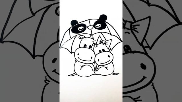 Draw a hippopotamus for kids | Bolalar uchun hippopotamus chizish | Рисунок гиппопотам для детей | смотреть онлайн