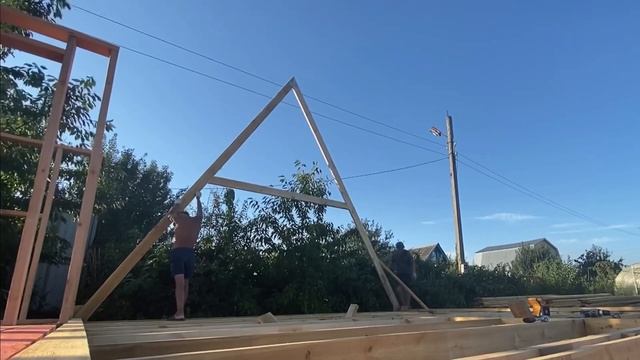 Дом шалаш в стиле A-Frame 6х6 с пристройкой 3х4 смотреть онлайн