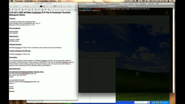 CVE-2011-2595 ACDSee FotoSlate PLP File id Parameter Overflow Metasploit Demo смотреть онлайн