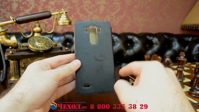 Фирменный чехол-книжка из качественной кожи на жёсткой металлической основе для LG G3 черный смотреть онлайн