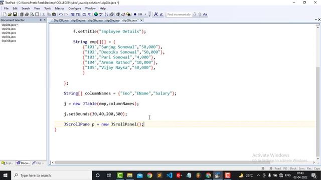 Write a java Program to accept the details of 5 employees (Eno,Ename, Salary) and display the JTabl смотреть онлайн