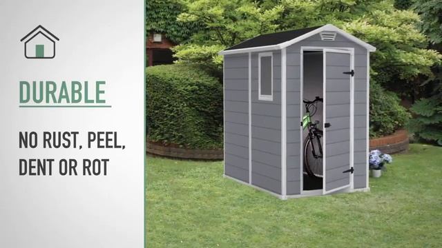 Сарай Keter Manor 4x6 Outdoor Garden Storage Shed смотреть онлайн