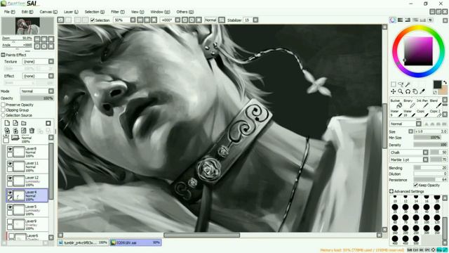 Taehyung (Paint Tool SAI) Painting Process смотреть онлайн