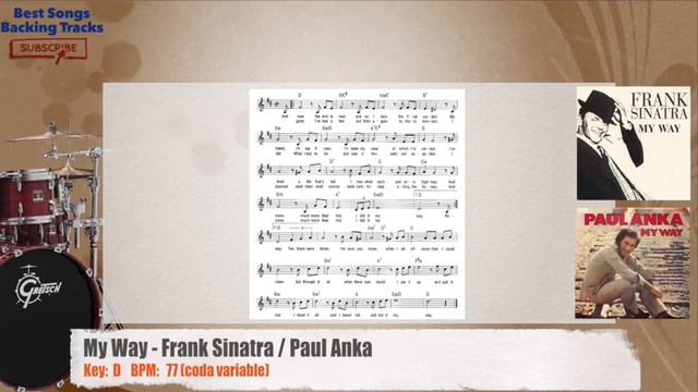 🥁 My Way - Frank Sinatra / Paul Anka Drums Backing Track with chords and lyrics смотреть онлайн