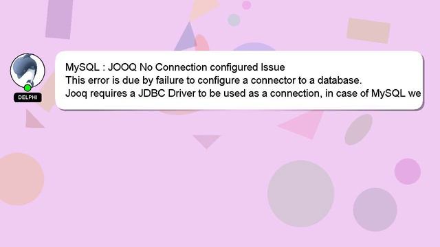 MySQL : JOOQ No Connection configured Issue смотреть онлайн