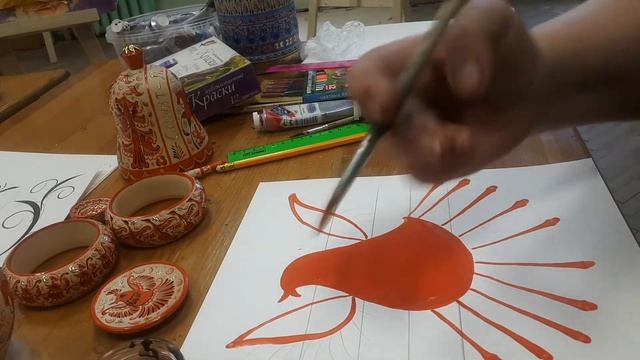 Мезенская роспись. Урок 7. Птица-Пава. смотреть онлайн