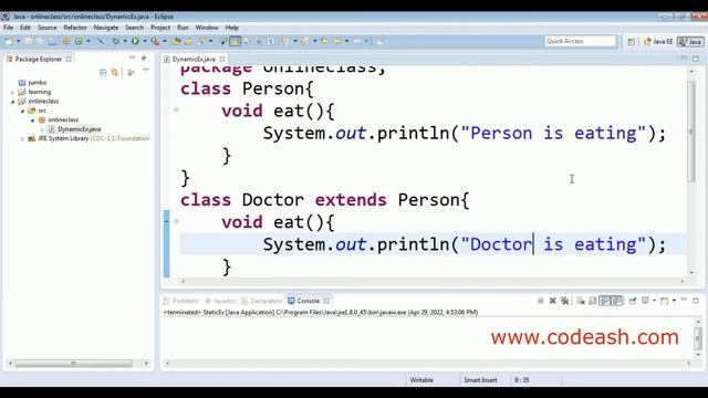 Dynamic binding in java | Dynamic binding example | Late binding in java смотреть онлайн