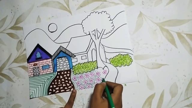 Beautiful pattern drawing with sketch pen | Pattern drawing scenery | Handmade kala ✋ смотреть онлайн