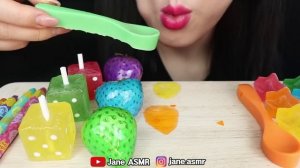 ASMR RAINBOW DESSERTS *EDIBLE SPOON, iPhone, TANGHULU, KOHAKUTO 레인보우 디저트 MUKBANG 먹방