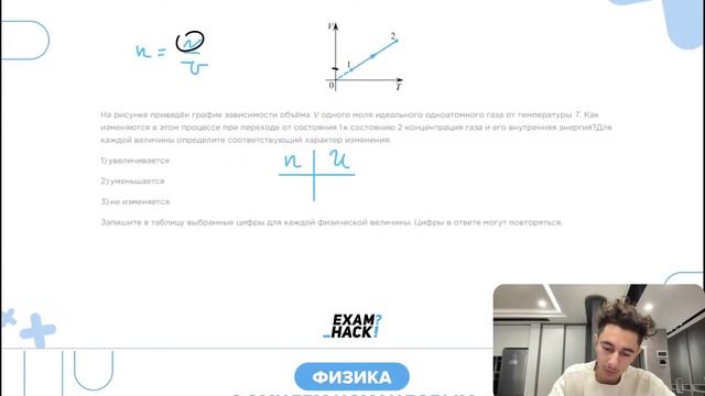 На рисунке приведён график зависимости объёма V одного моля идеального одноатомного газа от - №2422 смотреть онлайн