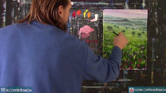 Как легко нарисовать КРАСИВОЕ ЦВЕТОЧНОЕ ПОЛЕ - Подробный МастерКласс для начинающих художников смотреть онлайн