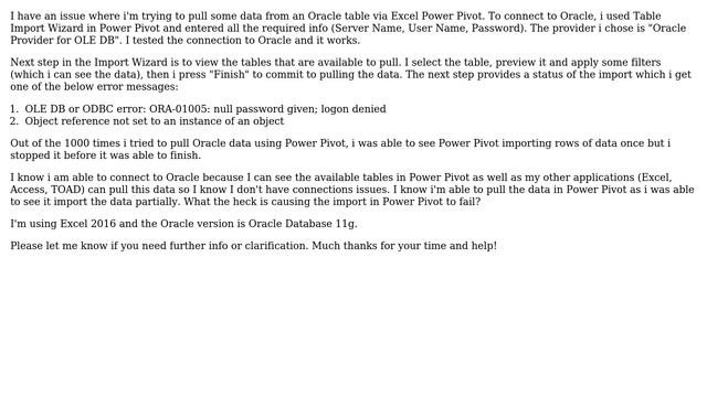 Struggling to import Oracle tables via Excel Power Pivot смотреть онлайн