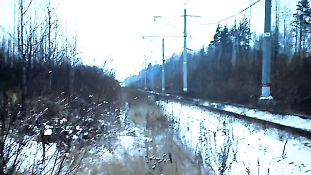 Ноябрьская Зима, Электропоезд ЭД4М 0237 - Электрогорск, перегон, Электрогорск, пл. 14 км, Ковригино