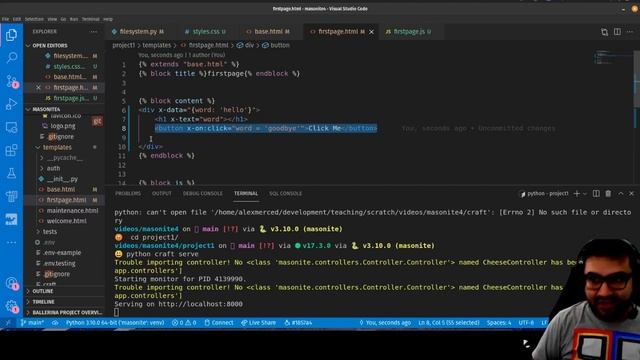 AM Coder - Masonite 4 Tutorial #4 - Static Files, Using Jquery, Alpine, React & Vue with Jinja смотреть онлайн