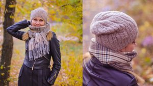 МК Ажурная шапочка-чулок без отворота на осень и весну. Связанная японским узором.