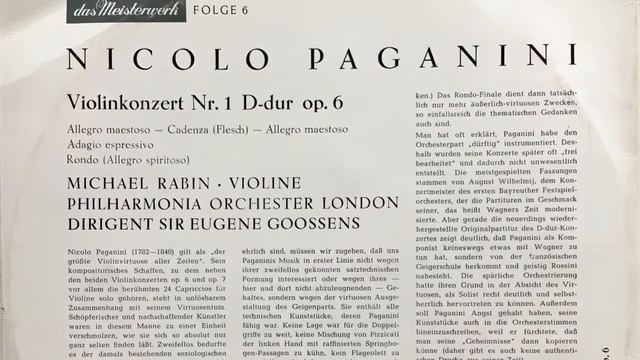 PAGANINI: Violinkonzert Nr. 1 D dur op. 6 / MICHAEL RABIN · VIOLINE смотреть онлайн
