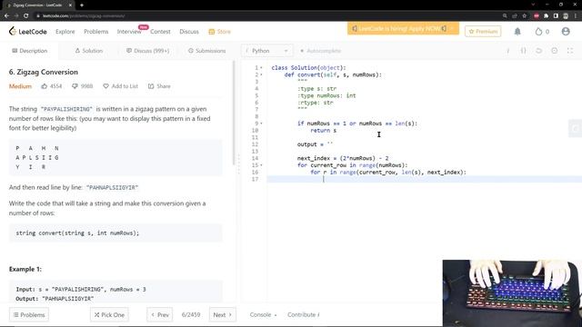 ASMR Leetcode #6 : Zigzag Conversion Python solution смотреть онлайн