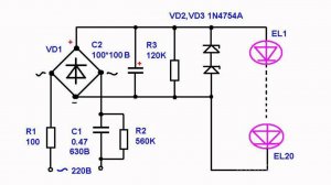 Простая схема источника питания светодиодной лампы