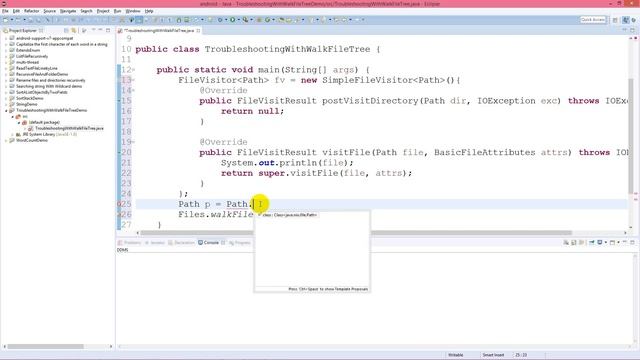 Troubleshooting: crashed when calling walkFileTree() in Java NIO смотреть онлайн