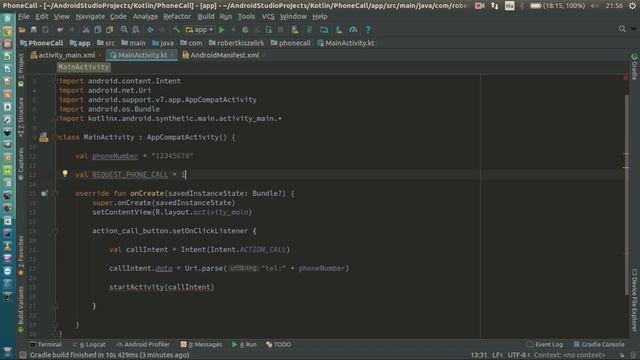Android Kotlin Usage Tutorial #064 - Phone Call with ACTION_CALL смотреть онлайн