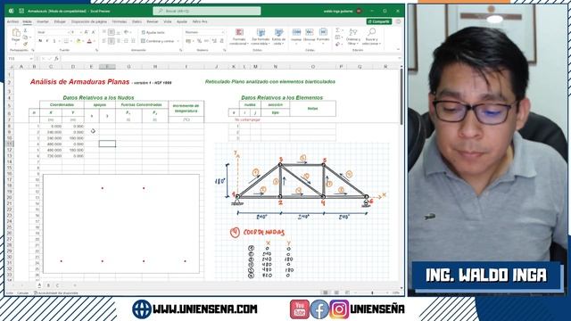 ANÁLISIS MATRICIAL DE ESTRUCTURAS | Programa en Excel para armaduras planas смотреть онлайн