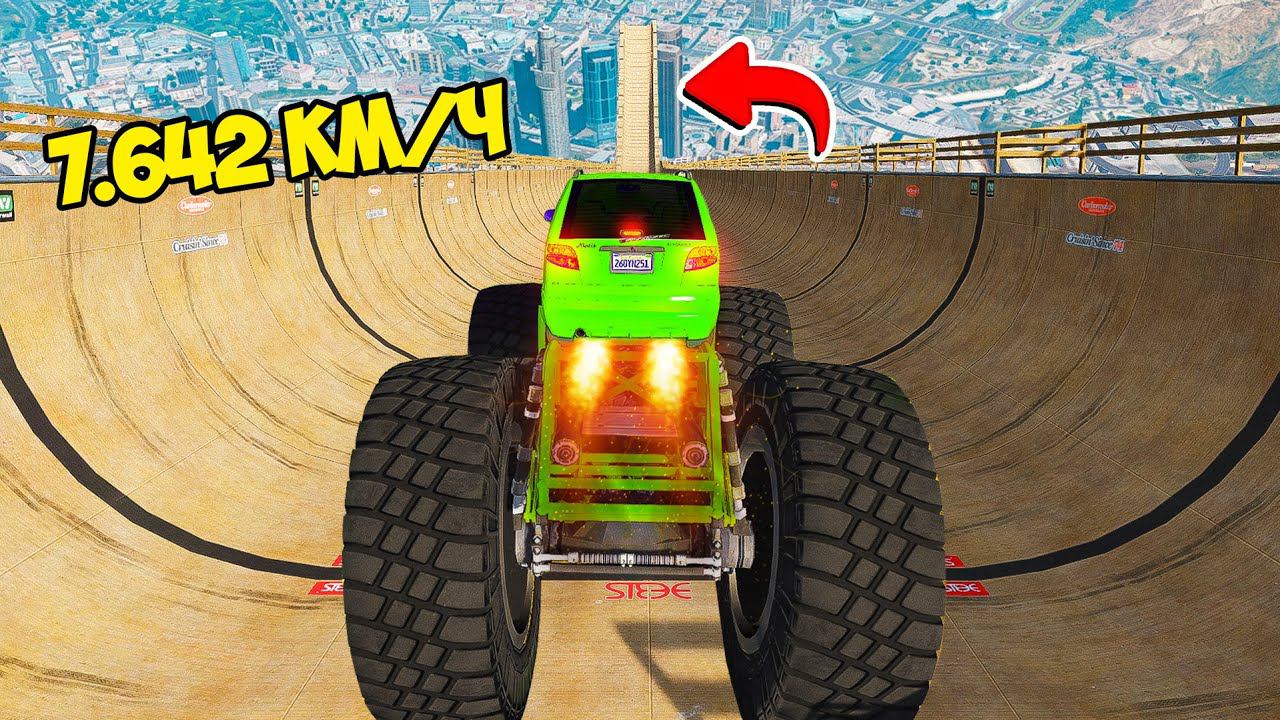 СПУСК БЕЗ ТОРМОЗОВ НА МОНСТР МАТИЗЕ ПО ТРАМПЛИНУ В ГТА 5 МОДЫ! ЭКСПЕРИМЕНТЫ В GTA 5 ВИДЕО MODS смотреть онлайн