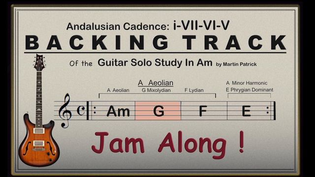 Guitar Backing Track in Am. Andalusian cadence. Aeolian Mode. Minor harmonic. Phrygian dominant. смотреть онлайн
