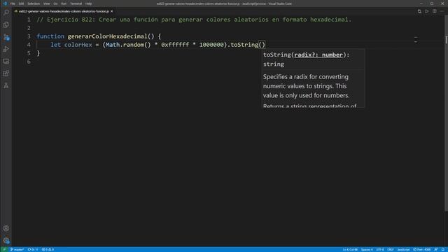 JavaScript - Ejercicio 822: Crear una Función para Generar Colores Aleatorios en Formato Hexadecima смотреть онлайн