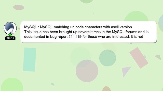 MySQL : MySQL matching unicode characters with ascii version смотреть онлайн