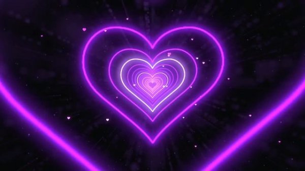 Neon Lights Love Heart Tunnel?Purple Heart Background | Neon Heart Tunnel Loop 3 Hours